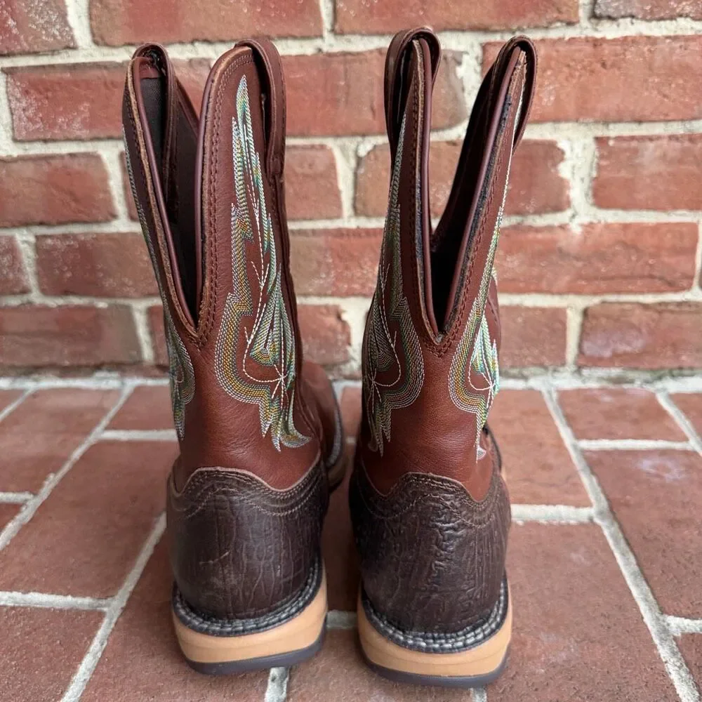 Tony Lama Men’s Leather Cowboy Western waterproof Work Boots brown 12 D NEW